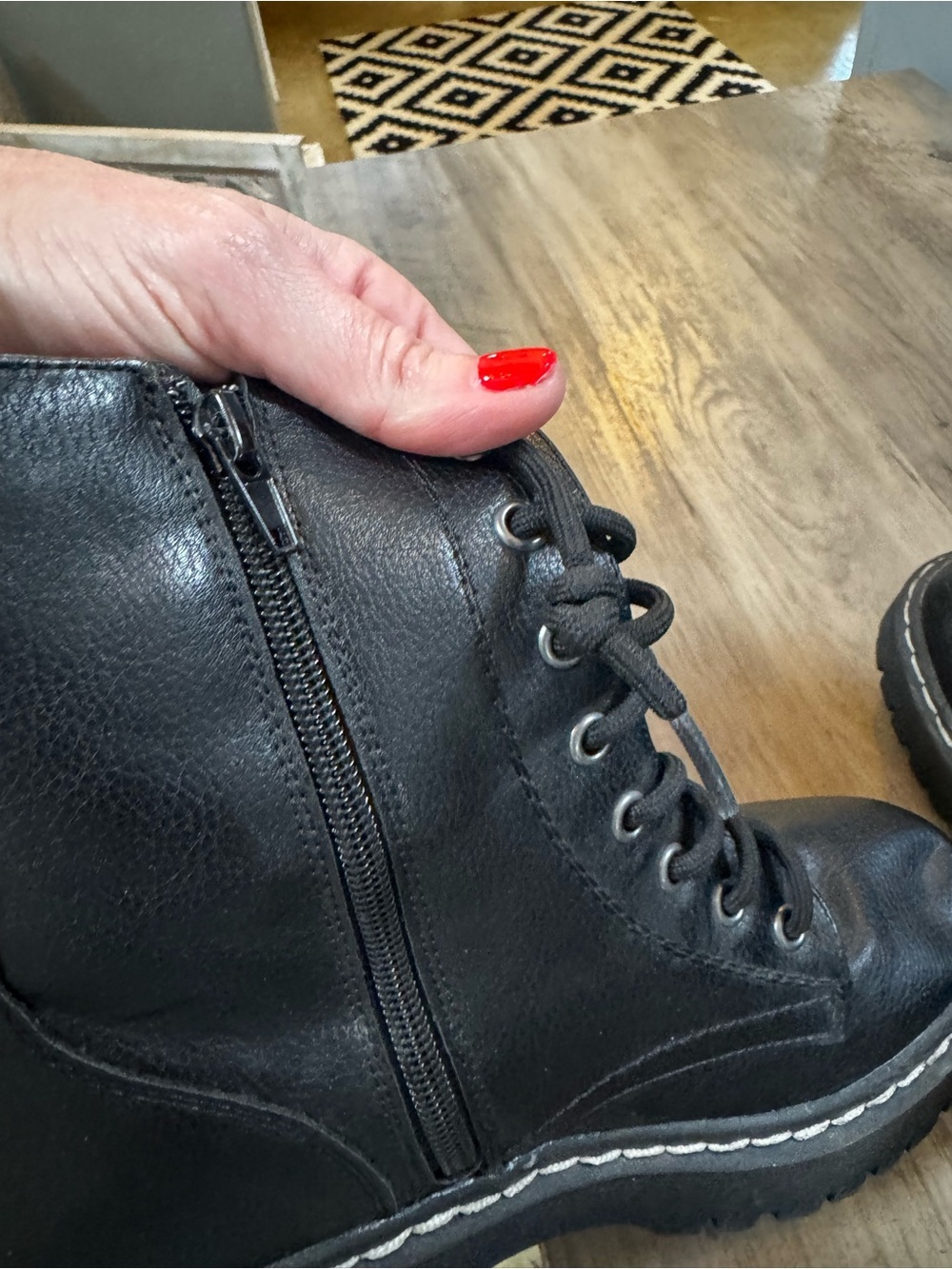 Sincerely Jules Black Lace Combat Boot - Picture 4 of 7